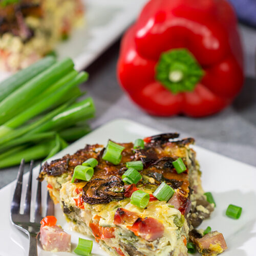 Packed with ham, bell peppers and shredded cheese, this Denver Omelet Casserole is a great breakfast, brunch or even dinner recipe!