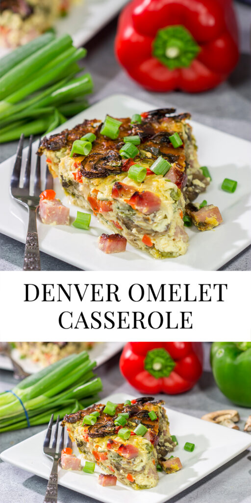 Packed with ham, bell peppers and shredded cheese, this Denver Omelet Casserole is a great breakfast, brunch or even dinner recipe!