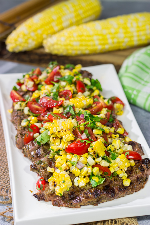 Fire up the grill! This Grilled Flank Steak with Charred Corn Salsa is a great recipe for summer dinners on the back porch!