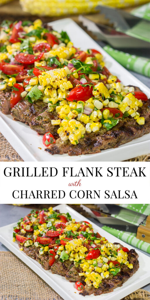 Fire up the grill! This Grilled Flank Steak with Charred Corn Salsa is a great recipe for summer dinners on the back porch!