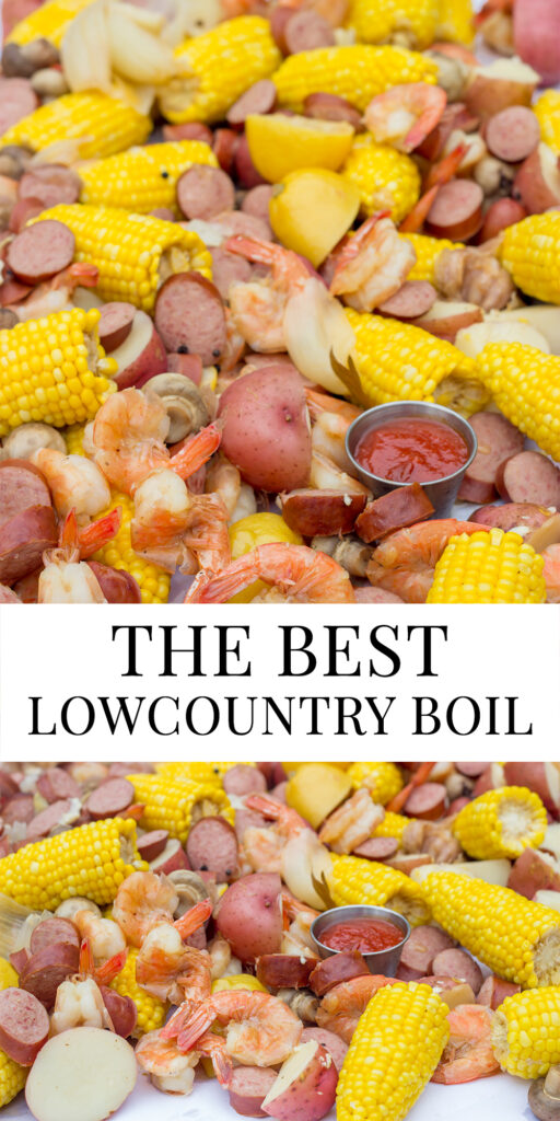 A Lowcountry Boil is a classic Southern recipe famous along the South Carolina coast. This combination of shrimp, sausage, corn and potatoes is ideal for a backyard party with friends!