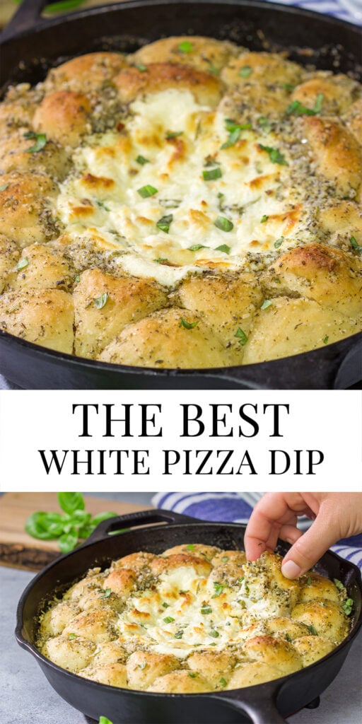 Looking for a tasty and fun appetizer idea? This White Pizza Dip is a creamy, delicious dip...and it's surrounded by warm garlic knots!