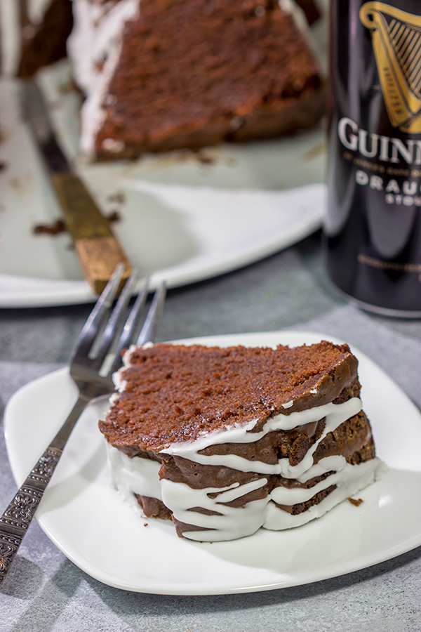 This Chocolate Pound Cake with Guinness Glaze features a moist, dense chocolate cake topped with a delicious drizzle of Guinness glaze. This recipe is perfect for St. Patrick's Day parties!