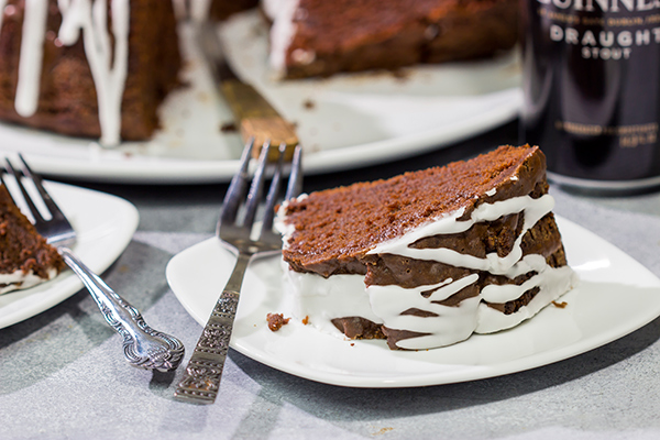 This Chocolate Pound Cake with Guinness Glaze features a moist, dense chocolate cake topped with a delicious drizzle of Guinness glaze. This recipe is perfect for St. Patrick's Day parties!