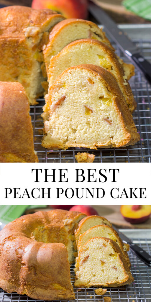 This Fresh Peach Pound Cake is packed with the flavor of summer! Grab a slice and enjoy it on the back porch this weekend!