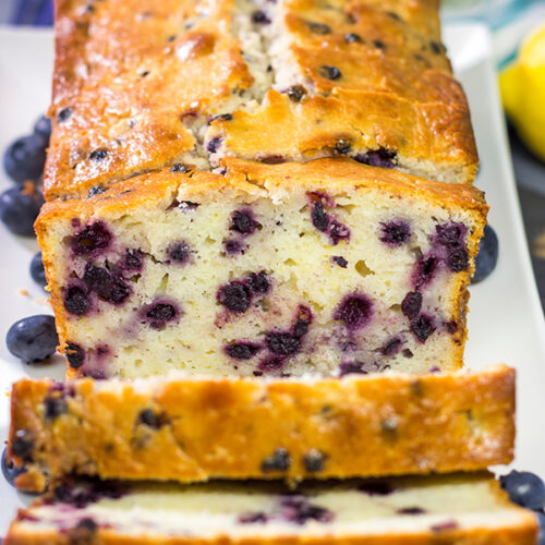 This Lemon Blueberry Quick Bread is easy to make, and it's packed with flavor! A slice of this quick bread makes for a great mid-morning snack!