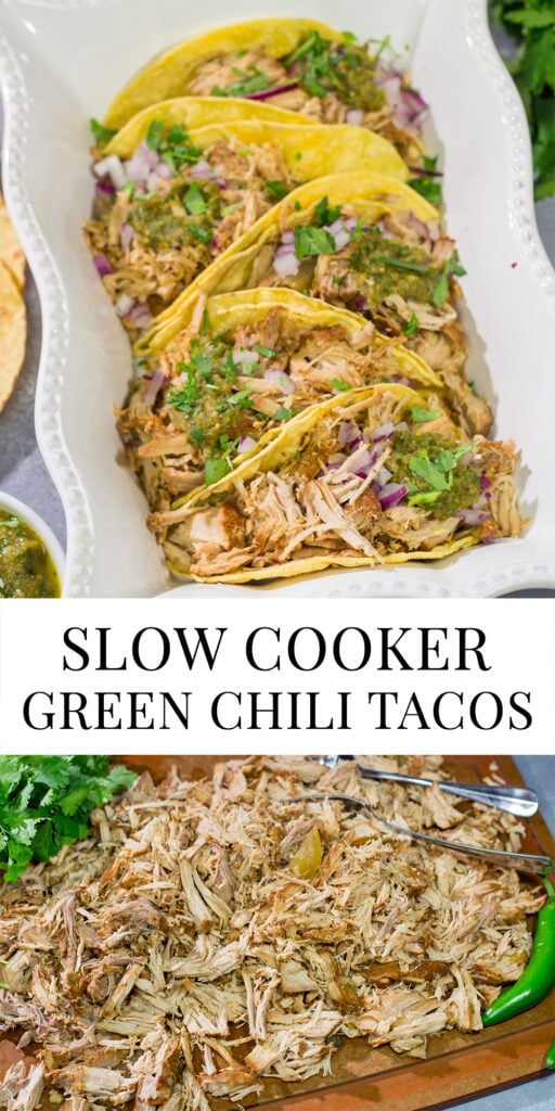 Looking for a good taco recipe? These Slow Cooker Green Chili Tacos are packed with flavor - and they're a real crowd pleaser!