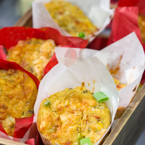 Packed with cheddar cheese and Italian sausage, these Sausage and Cheese Cornbread Muffins are a great side dish next to a hot bowl of chili or soup!
