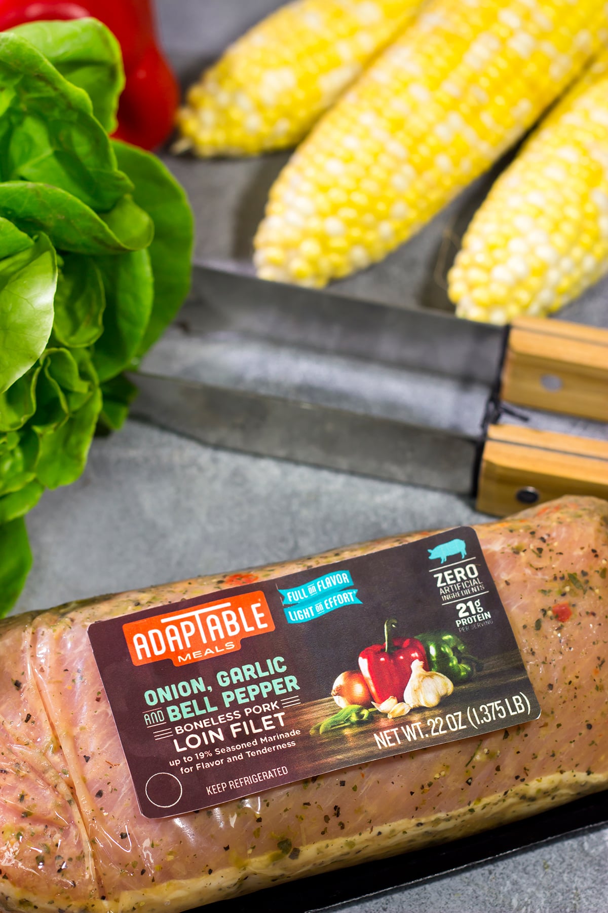 Filled with thinly sliced, marinated pork loin, grilled corn and chopped peppers, these Southwest Pork Lettuce Wraps make for a tasty gameday appetizer or meal!