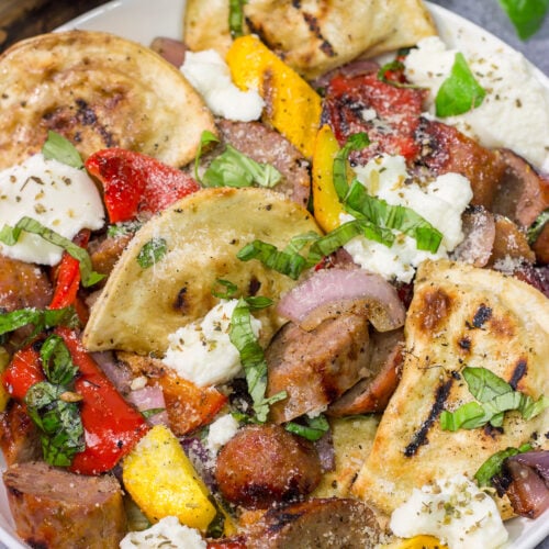 Have you ever grilled pierogies? Give it a shot! This Grilled Pierogies with Sausage and Peppers recipe is a new favorite on our summer grilling menu!