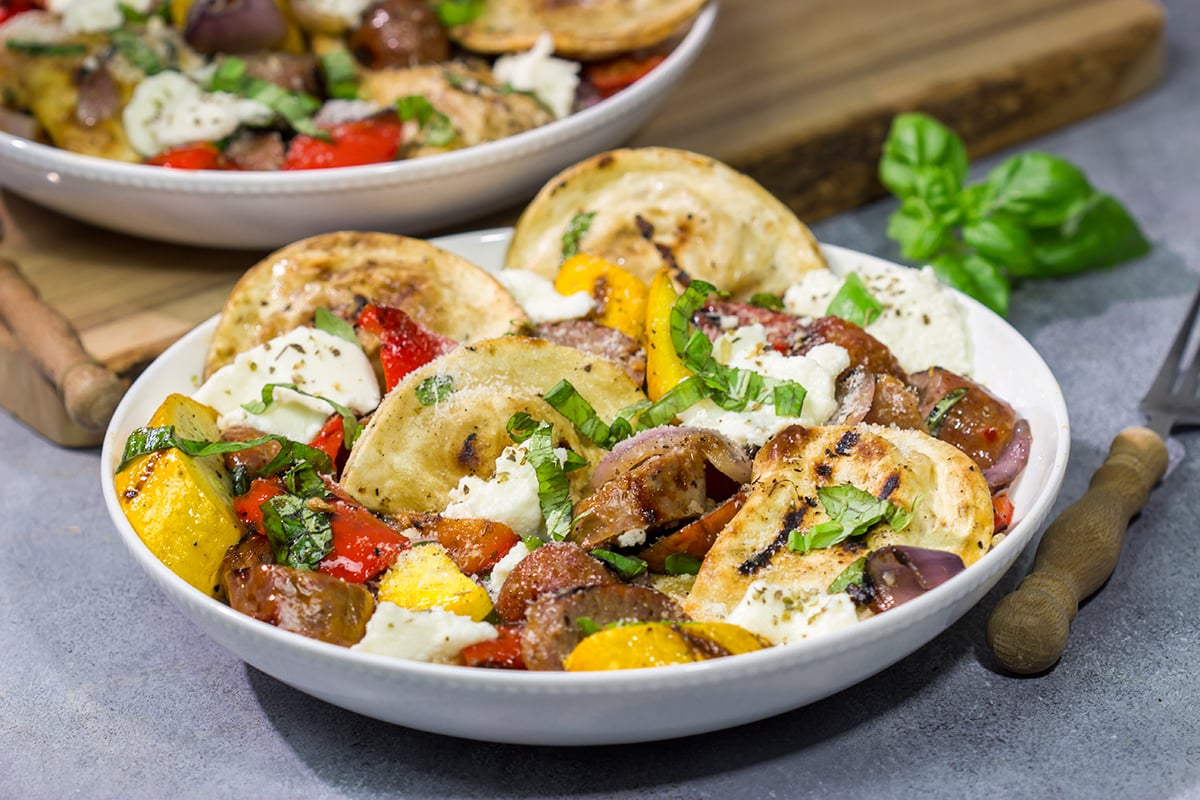 Have you ever grilled pierogies? Give it a shot! This Grilled Pierogies with Sausage and Peppers recipe is a new favorite on our summer grilling menu!