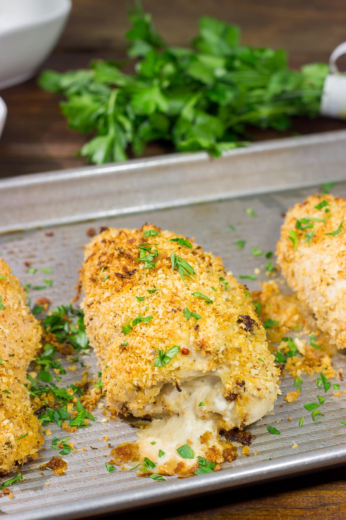 These Pancetta Stuffed Chicken Breasts feature flavorful boneless, skinless chicken breasts stuffed with pancetta, cheese and herbs. They're delicious!