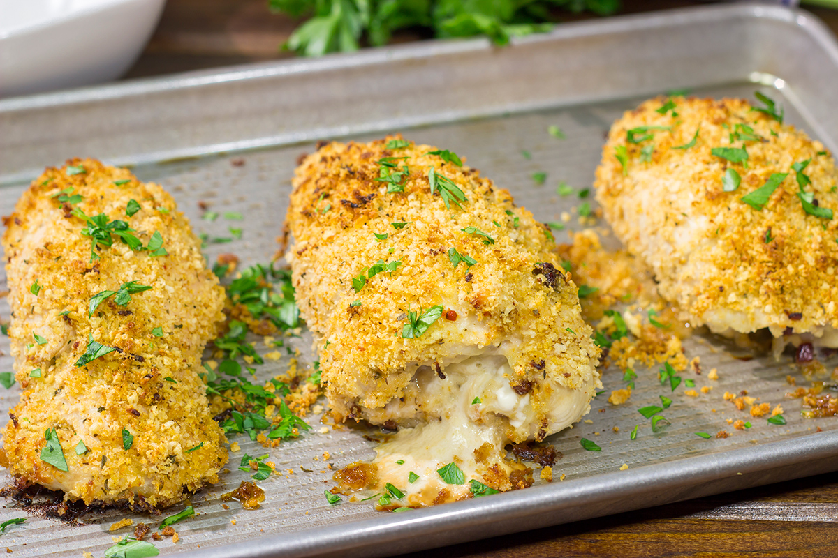 These Pancetta Stuffed Chicken Breasts feature flavorful boneless, skinless chicken breasts stuffed with pancetta, cheese and herbs. They're delicious!