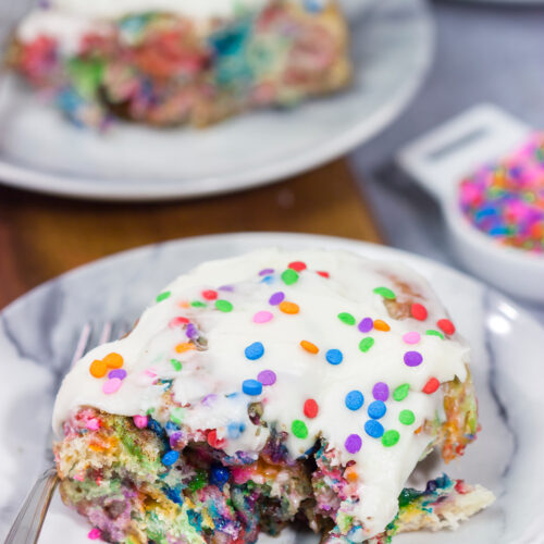 Add sprinkles to a classic cinnamon roll recipe, and you've got a party! These Overnight Funfetti Cinnamon Rolls are a fun way to start the morning!