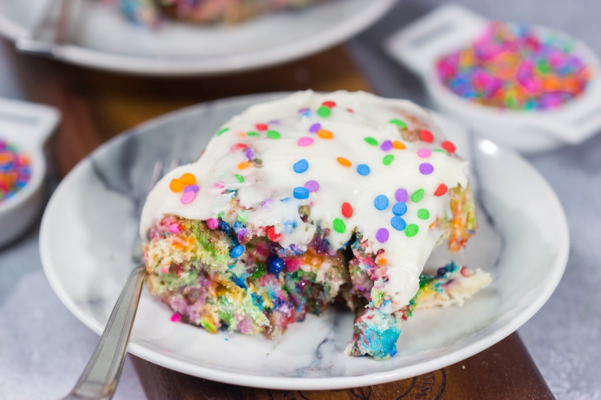 Add sprinkles to a classic cinnamon roll recipe, and you've got a party! These Overnight Funfetti Cinnamon Rolls are a fun way to start the morning!