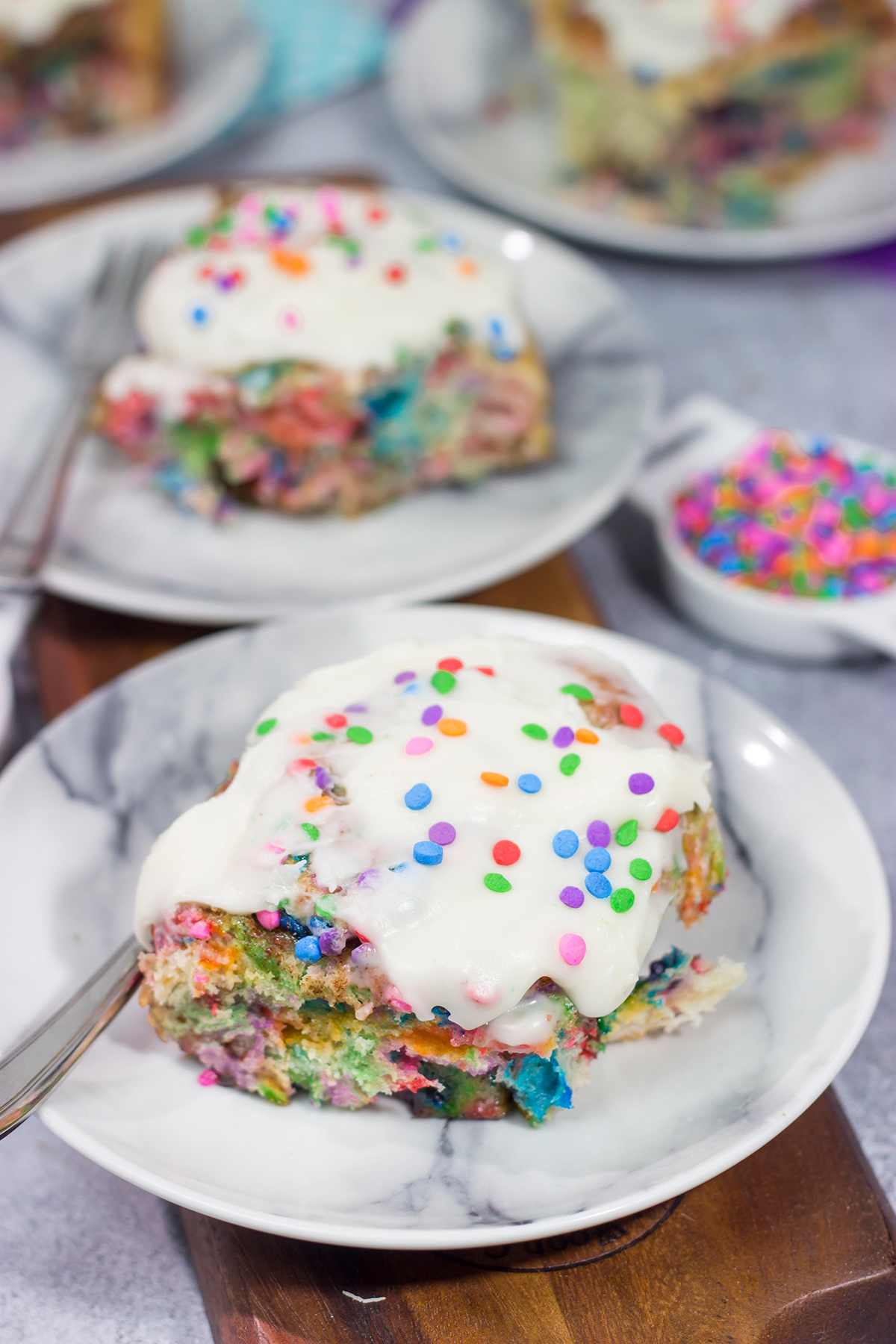 Add sprinkles to a classic cinnamon roll recipe, and you've got a party! These Overnight Funfetti Cinnamon Rolls are a fun way to start the morning!