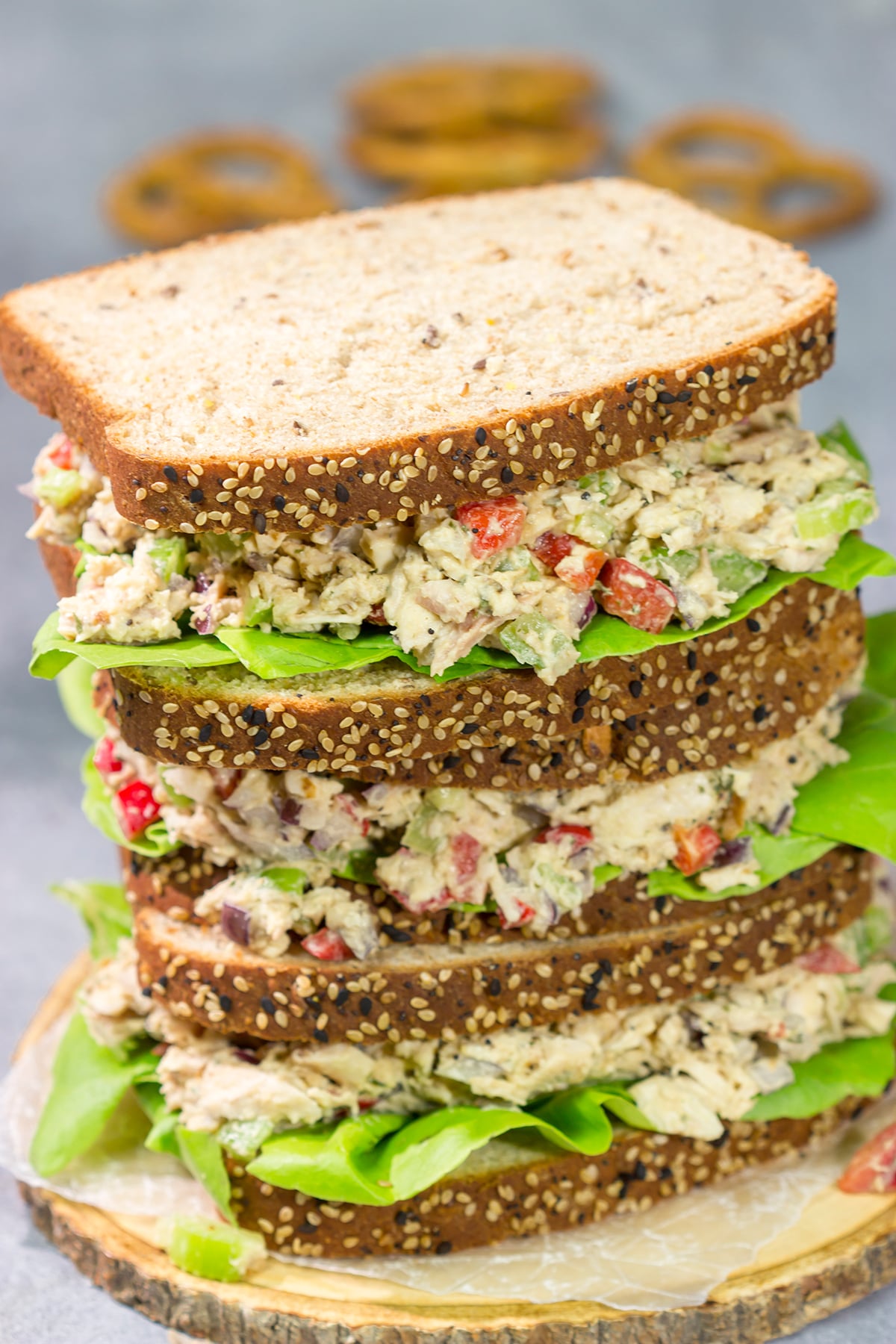 This Hummus Chicken Salad recipe uses hummus instead of mayonnaise. It's a fun - and delicious - twist on a classic recipe!