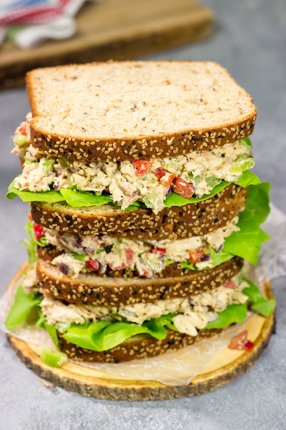 This Hummus Chicken Salad recipe uses hummus instead of mayonnaise. It's a fun - and delicious - twist on a classic recipe!