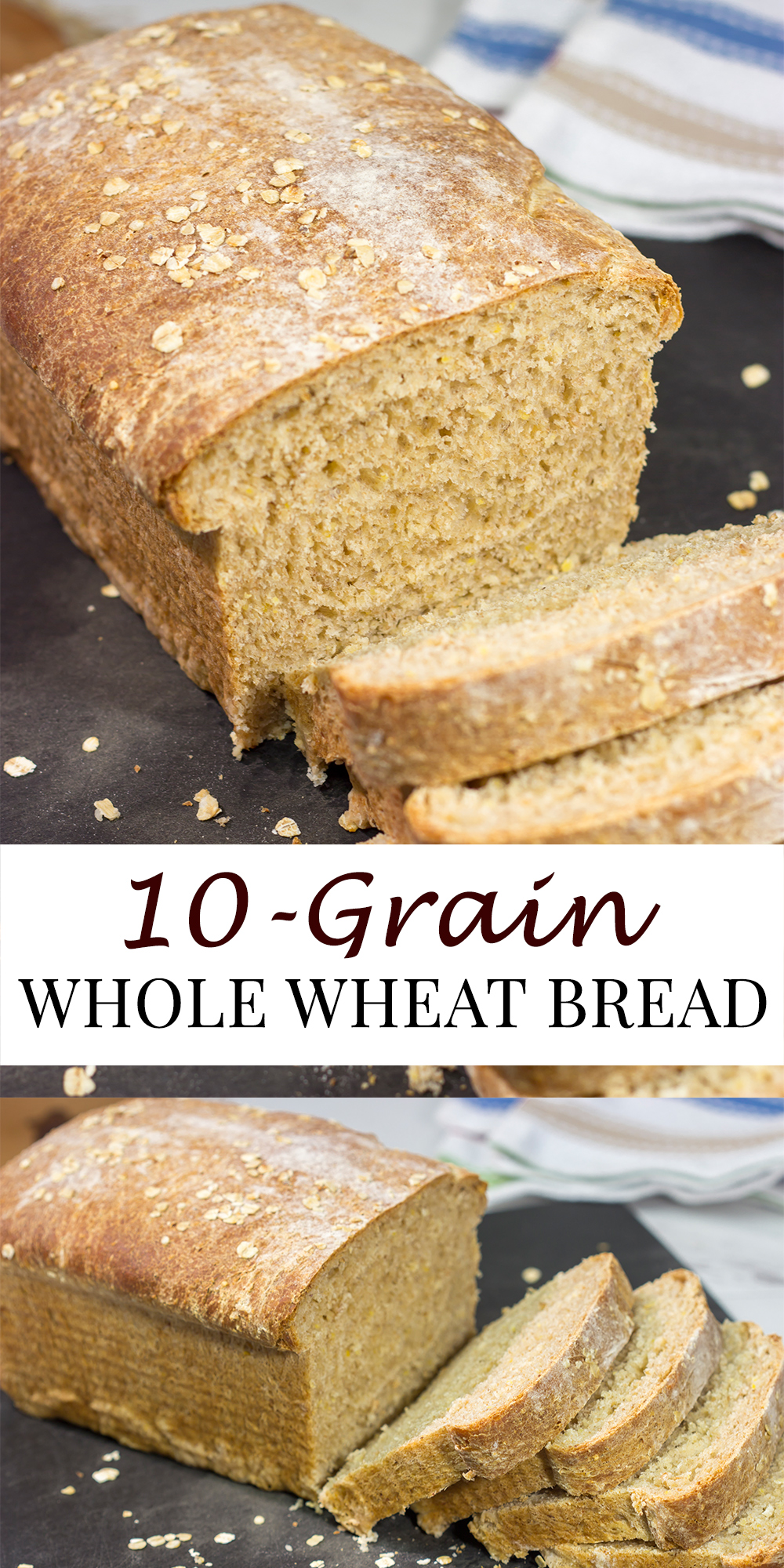 This 10-Grain Whole Wheat Bread is packed with all sorts of tasty grains - bake up a couple of loaves today!