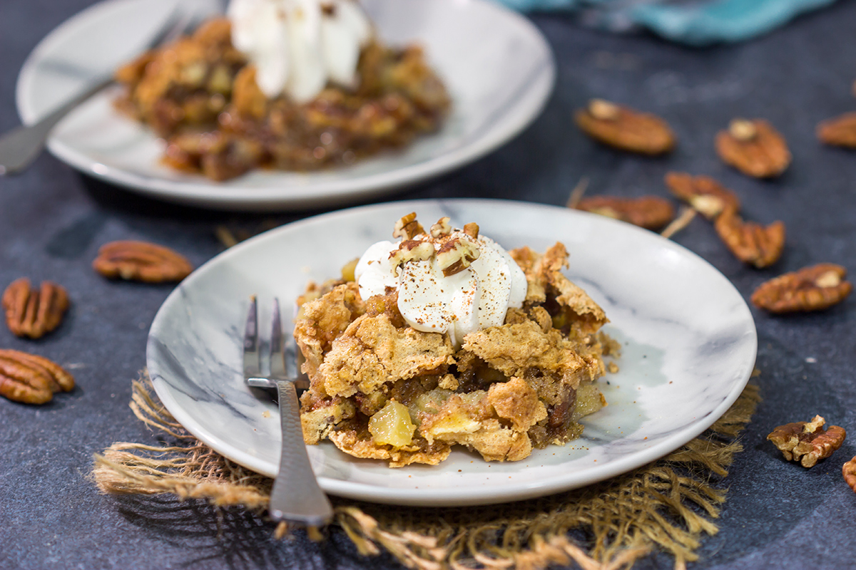 A Huguenot Torte is an iconic Charleston, SC dessert that's packed with apples and pecans. It's a delicious way to celebrate fall baking season!