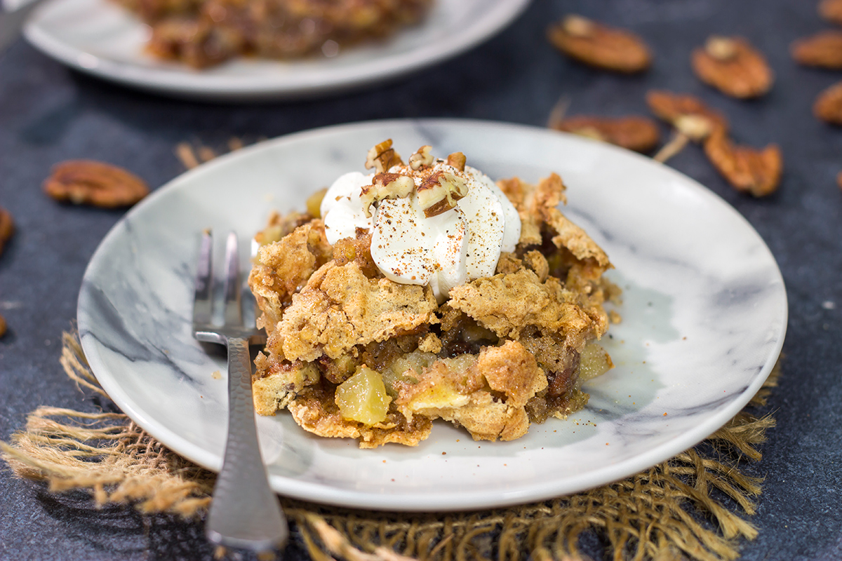 A Huguenot Torte is an iconic Charleston, SC dessert that's packed with apples and pecans. It's a delicious way to celebrate fall baking season!