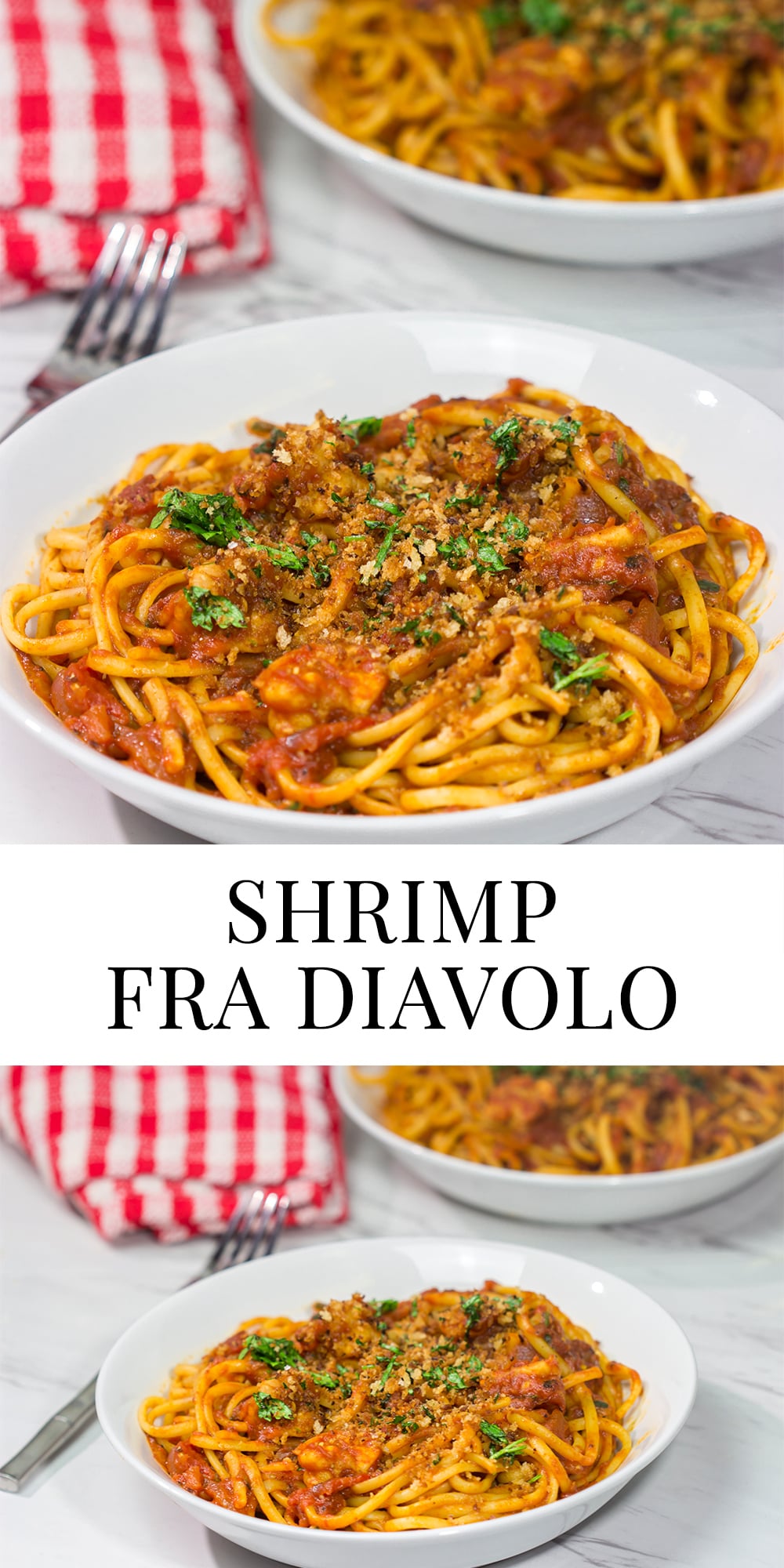 Featuring succulent shrimp tossed with linguine and a spicy red sauce, Shrimp Fra Diavolo is a delicious recipe next time you're craving pasta!