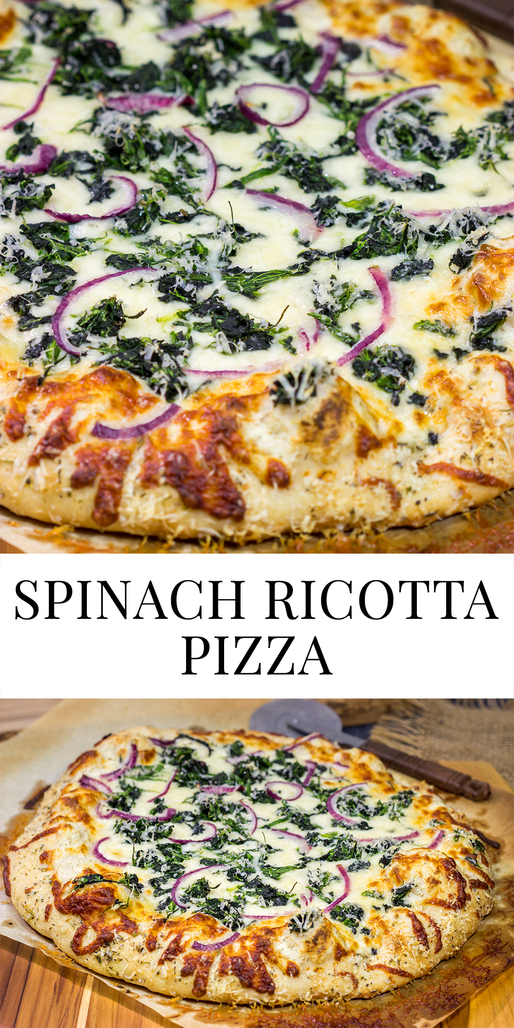 Mix up pizza night with this Spinach Ricotta Pizza! Using ricotta cheese for "sauce," this pizza is extra creamy...and extra delicious!