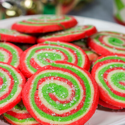 Featuring a fun red and green swirl, this Christmas Sugar Cookies are a festive (and delicious!) way to enjoy the holiday season!