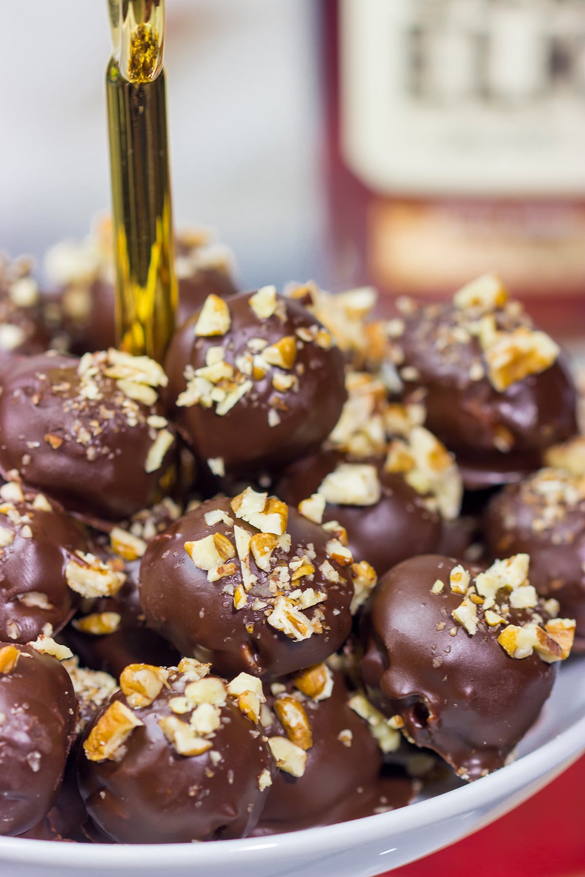 Santa deserves a treat this year, too! These Pecan Bourbon Balls make for an easy holiday party treat or a fun addition to a cookie plate. Cheers!