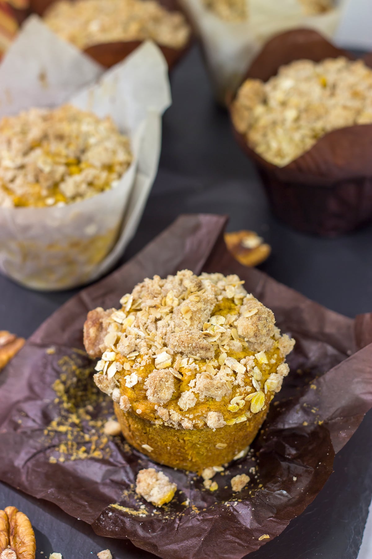 pumpkin, oats and nuts, these Pumpkin Oatmeal Muffins make for a tasty breakfast on a chilly autumn morning!