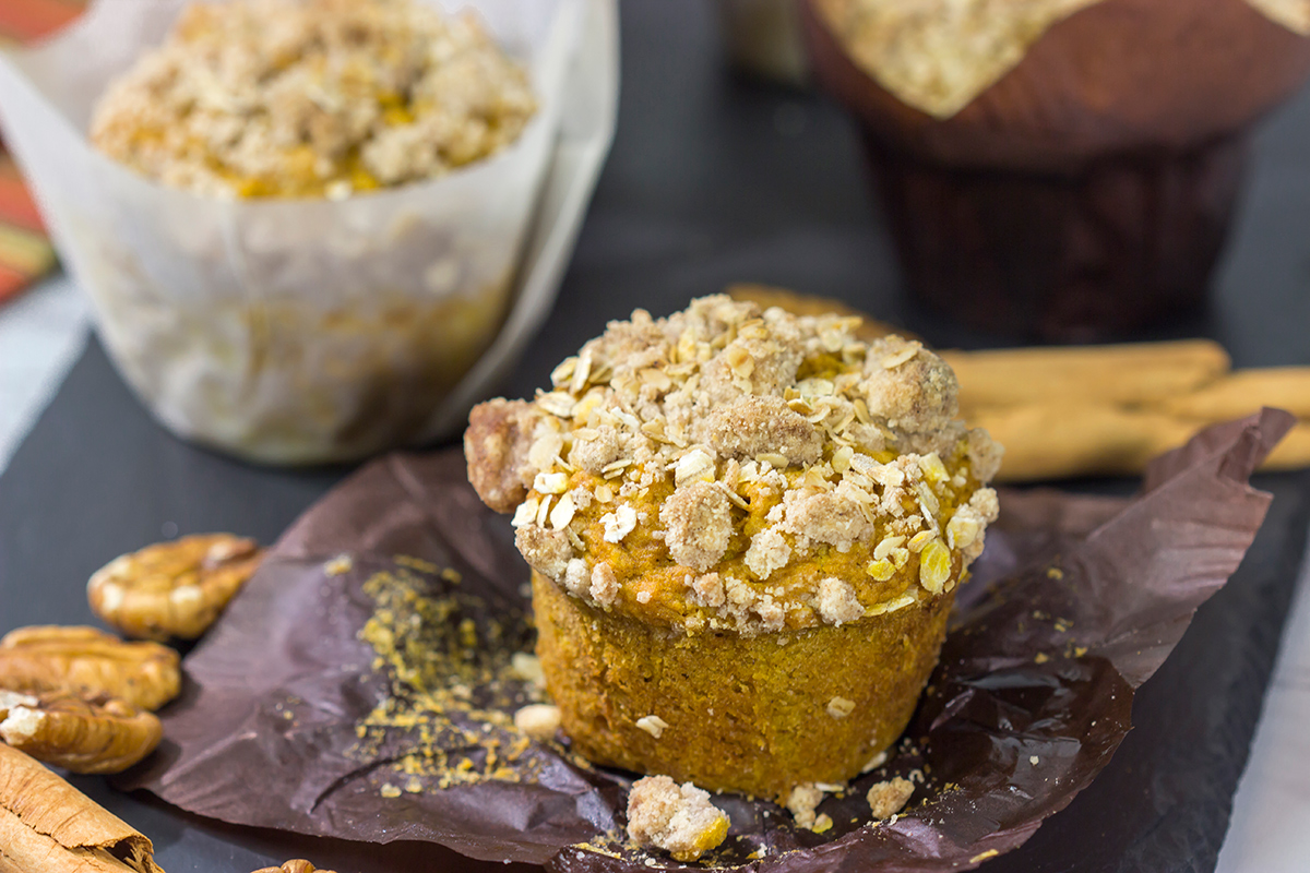 pumpkin, oats and nuts, these Pumpkin Oatmeal Muffins make for a tasty breakfast on a chilly autumn morning!