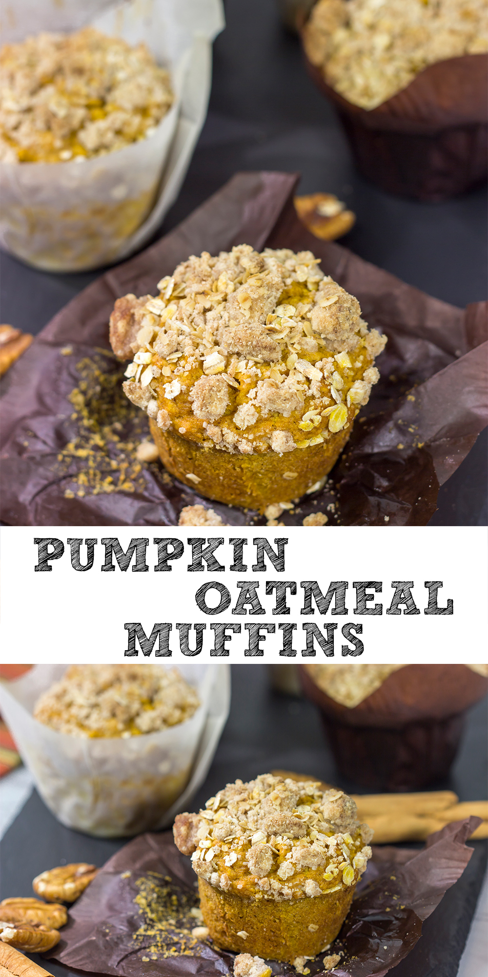 Packed with pumpkin, oats and nuts, these Pumpkin Oatmeal Muffins make for a tasty breakfast on a chilly autumn morning!