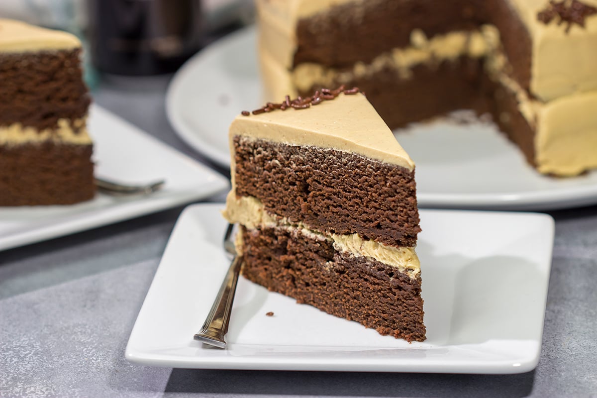 Featuring Guinness in the actual cake, this Chocolate Stout Cake is quite delicious! Pair it with a coffee frosting, though? Now you're talking!