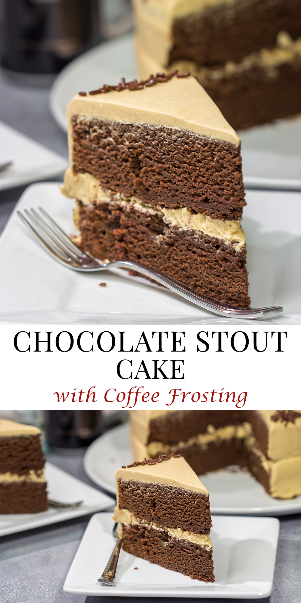 Featuring Guinness in the actual cake, this Chocolate Stout Cake is quite delicious! Pair it with a coffee frosting, though? Now you're talking!