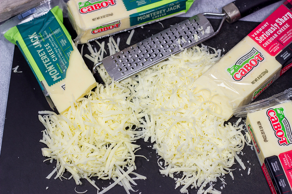 2 types of shredded cheese