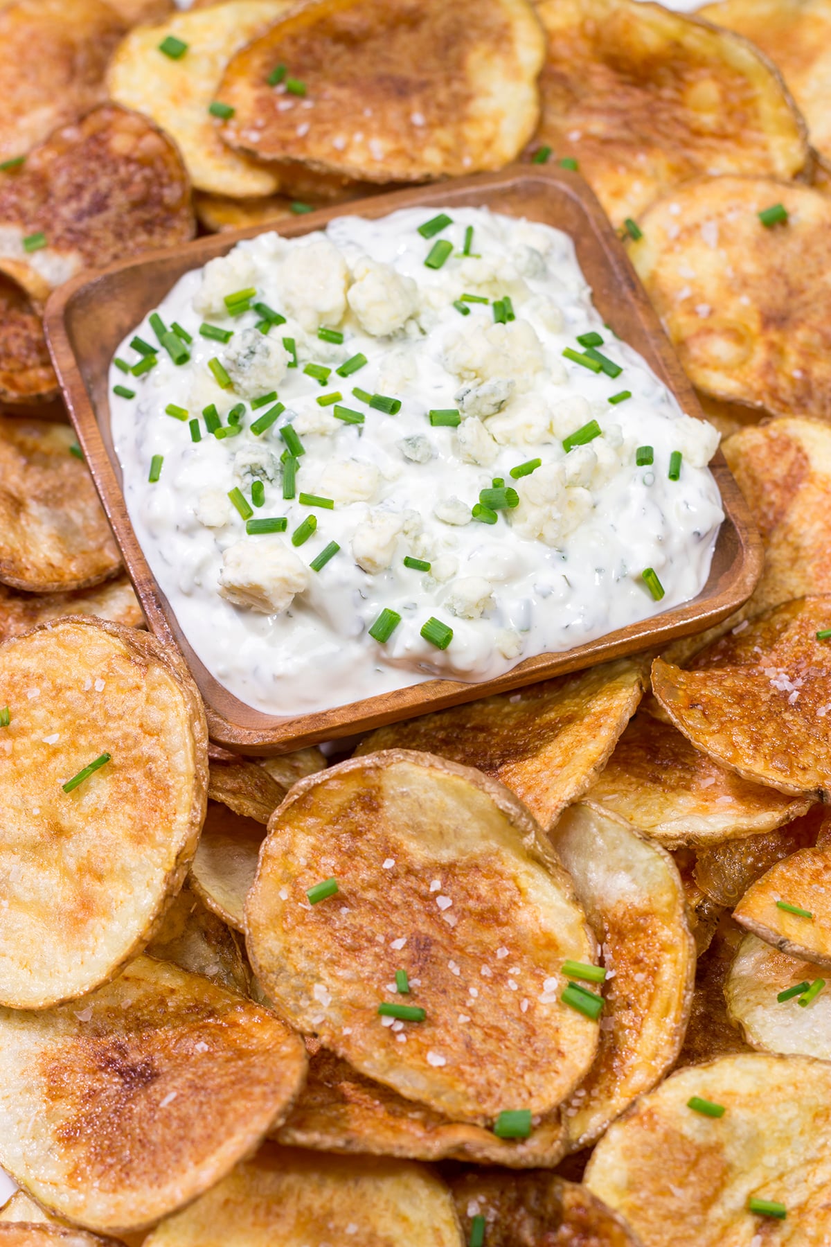 This classic Blue Cheese Dip is creamy and delicious! Serve with homemade potato chips, veggies or Buffalo wings!
