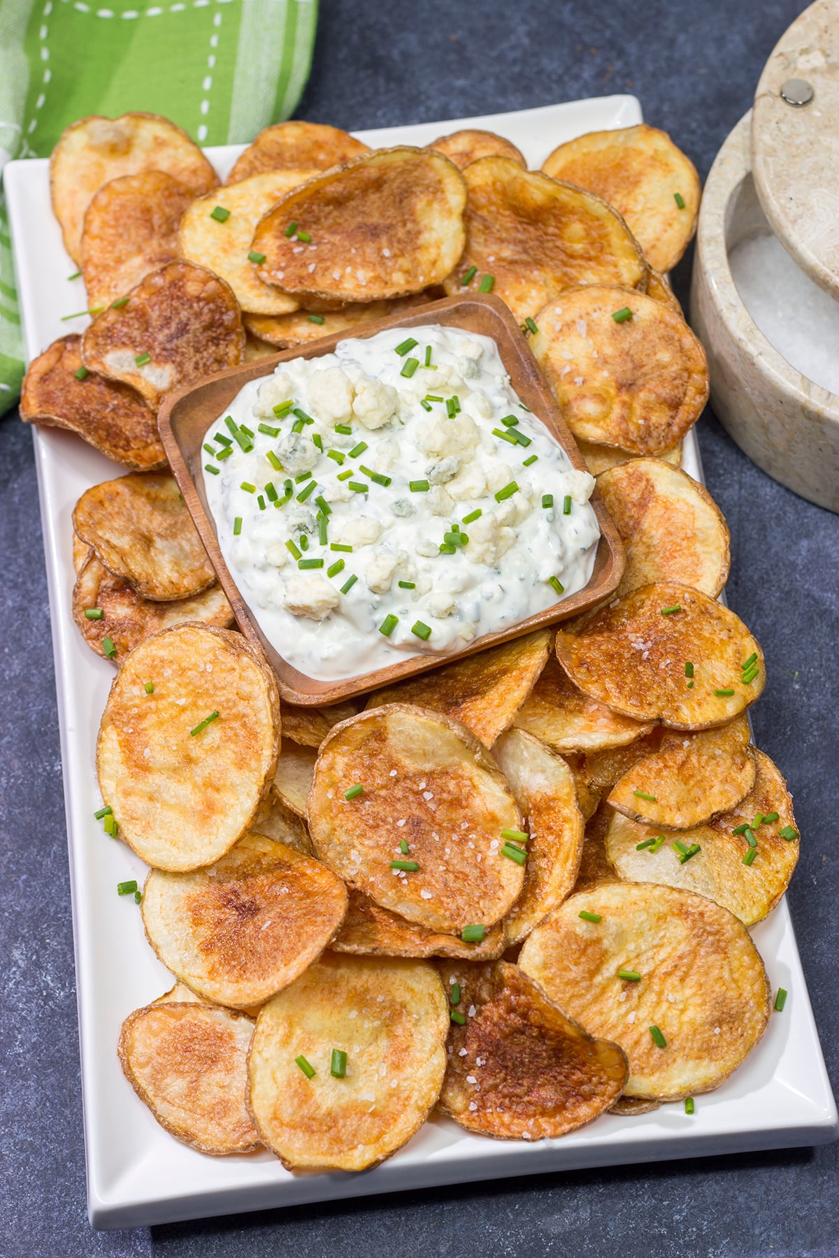 This classic Blue Cheese Dip is creamy and delicious! Serve with homemade potato chips, veggies or Buffalo wings!
