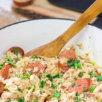 Carolina Chicken Bog is a tasty one-pot meal consisting of chicken, rice and smoked sausage. It's a classic South Carolina regional recipe, and it deserves a spot on the kitchen table!