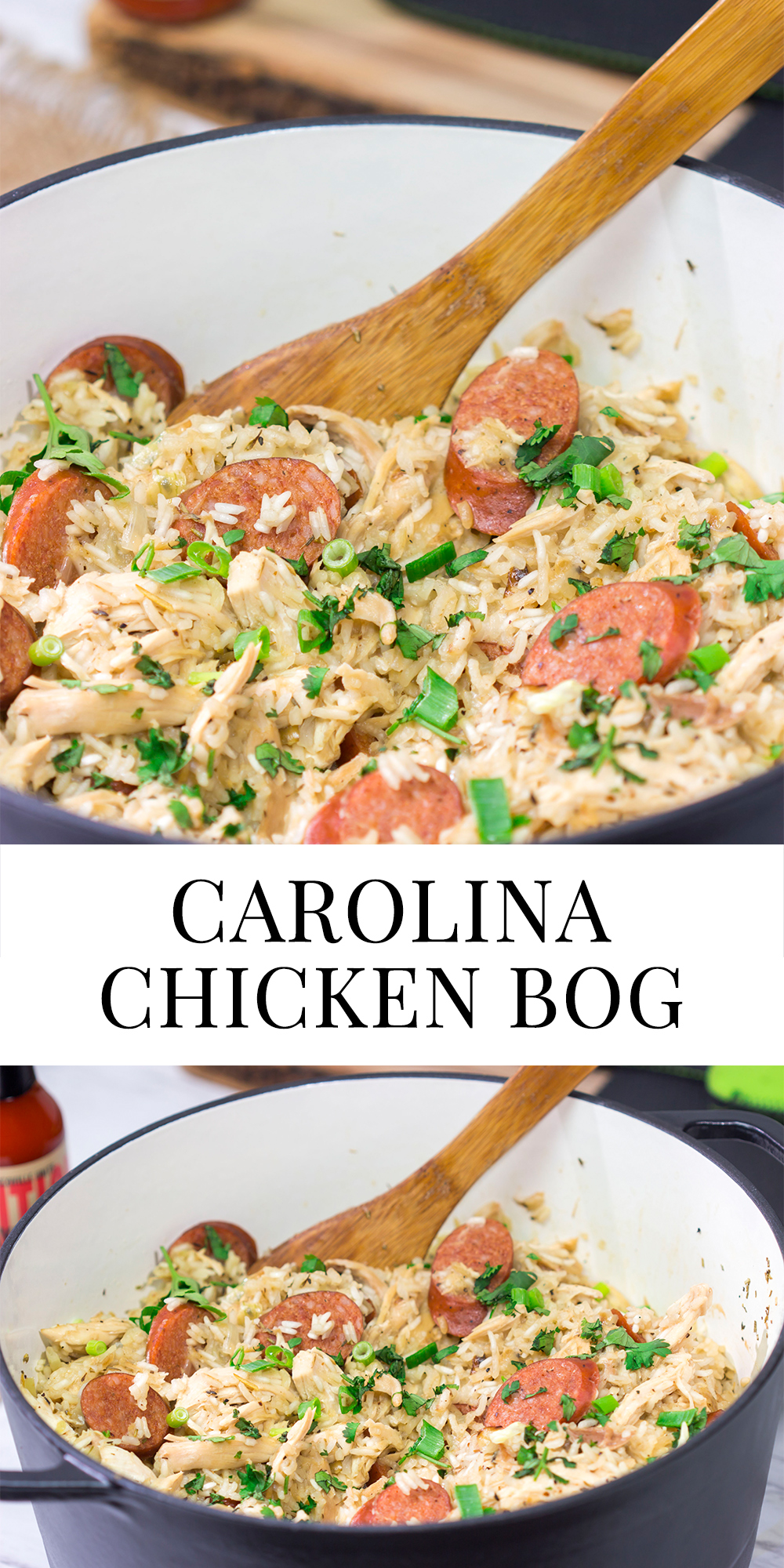 Carolina Chicken Bog is a tasty one-pot meal consisting of chicken, rice and smoked sausage. It's a classic South Carolina regional recipe, and it deserves a spot on the kitchen table!