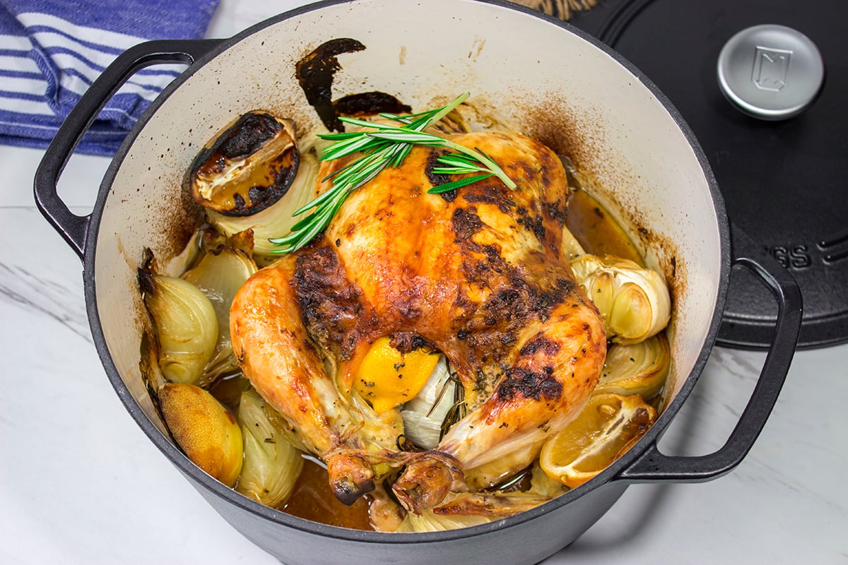 This easy Lemon Rosemary Roasted Chicken features a garlic-herb butter that creates a juicy chicken with crispy, flavorful skin!