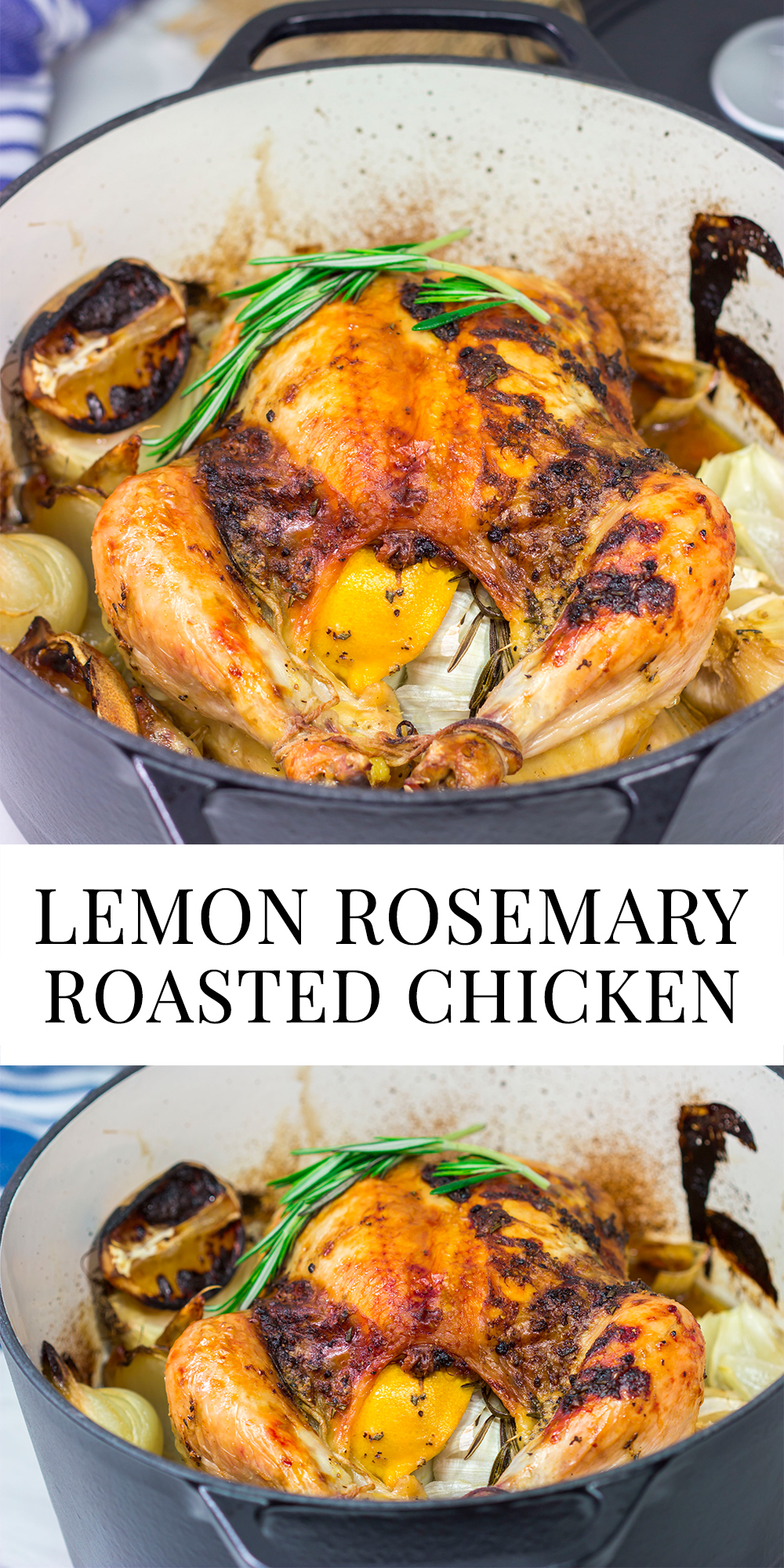 This easy Lemon Rosemary Roasted Chicken features a garlic-herb butter that creates a juicy chicken with crispy, flavorful skin!