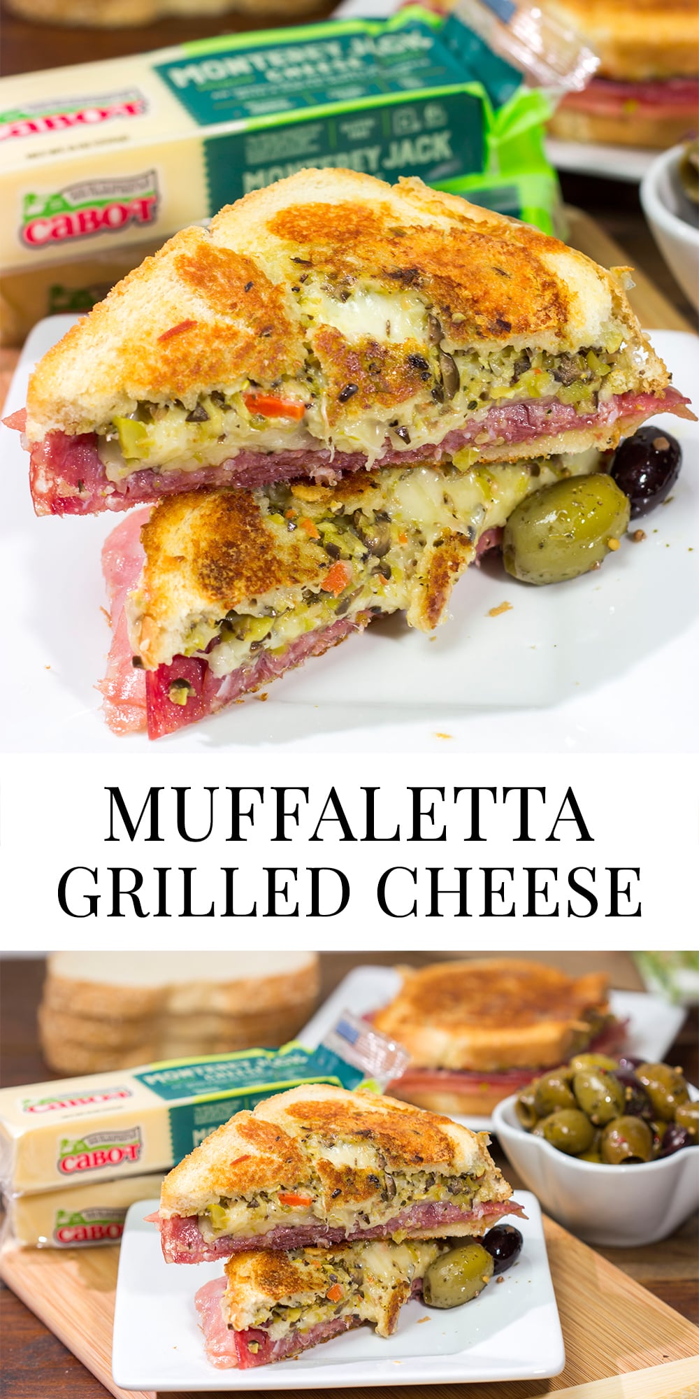 Celebrate National Grilled Cheese Month with a New Orleans flare! This Muffaletta Grilled Cheese sandwich combines two favorites into one!
