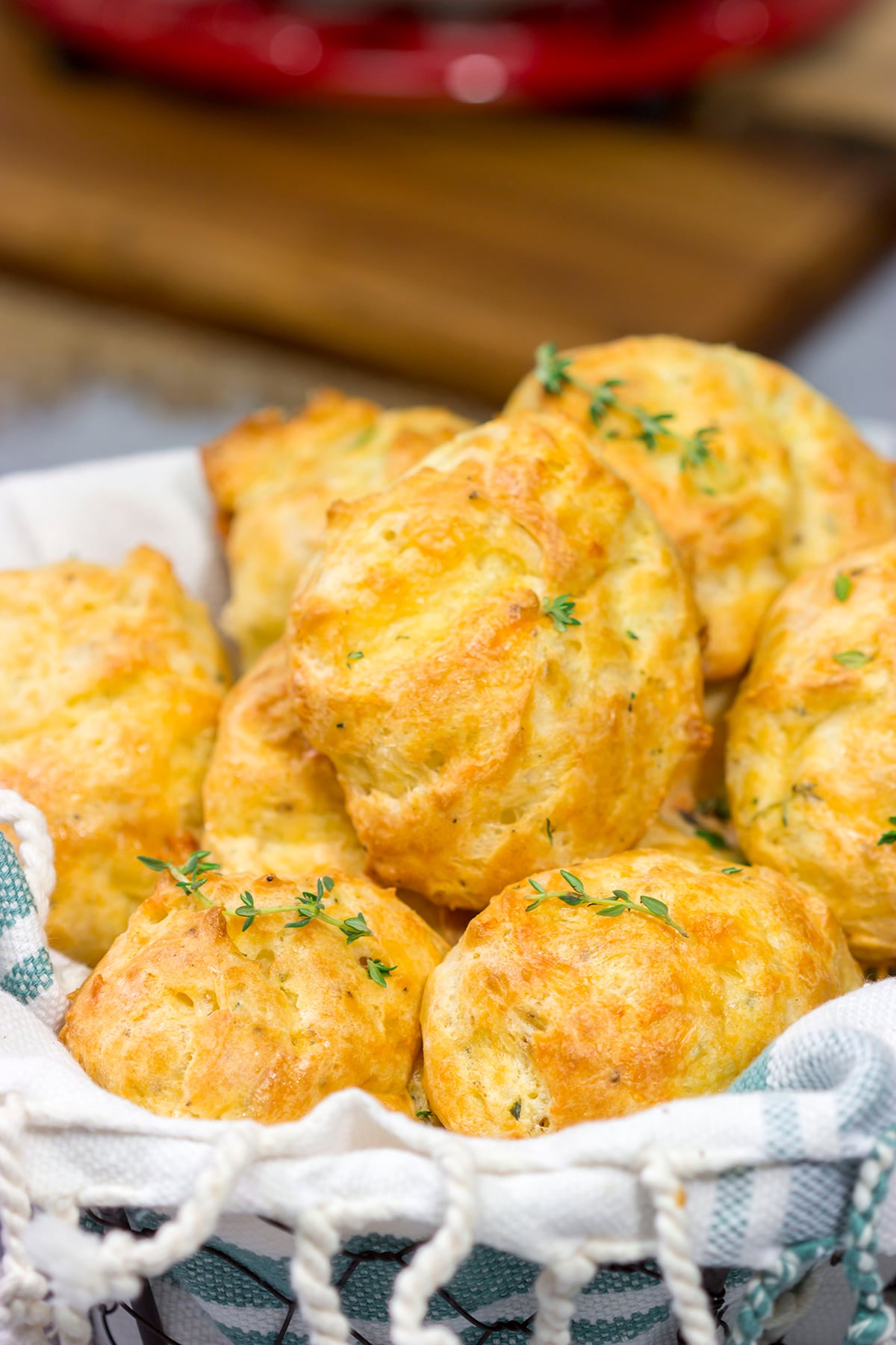 These Cheddar Cheese Puffs (also called Gougeres) are light and airy, and they melt in your mouth. They're great as an appetizer or served next to a bowl of soup!