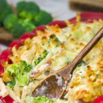 Filled with juicy chicken, broccoli and a cheesy alfredo sauce, this Cheesy Chicken and Broccoli Pasta Bake is a great comfort food meal!
