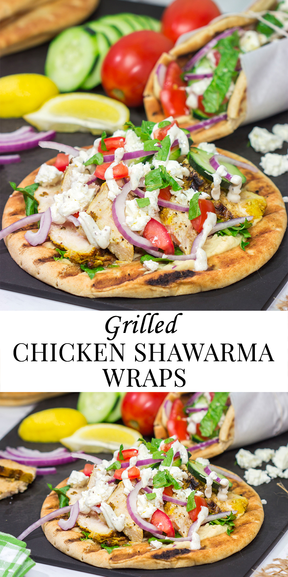 Fire up the grill! These Grilled Chicken Shawarma Wraps are a backyard version of the classic street food...and they're delicious!