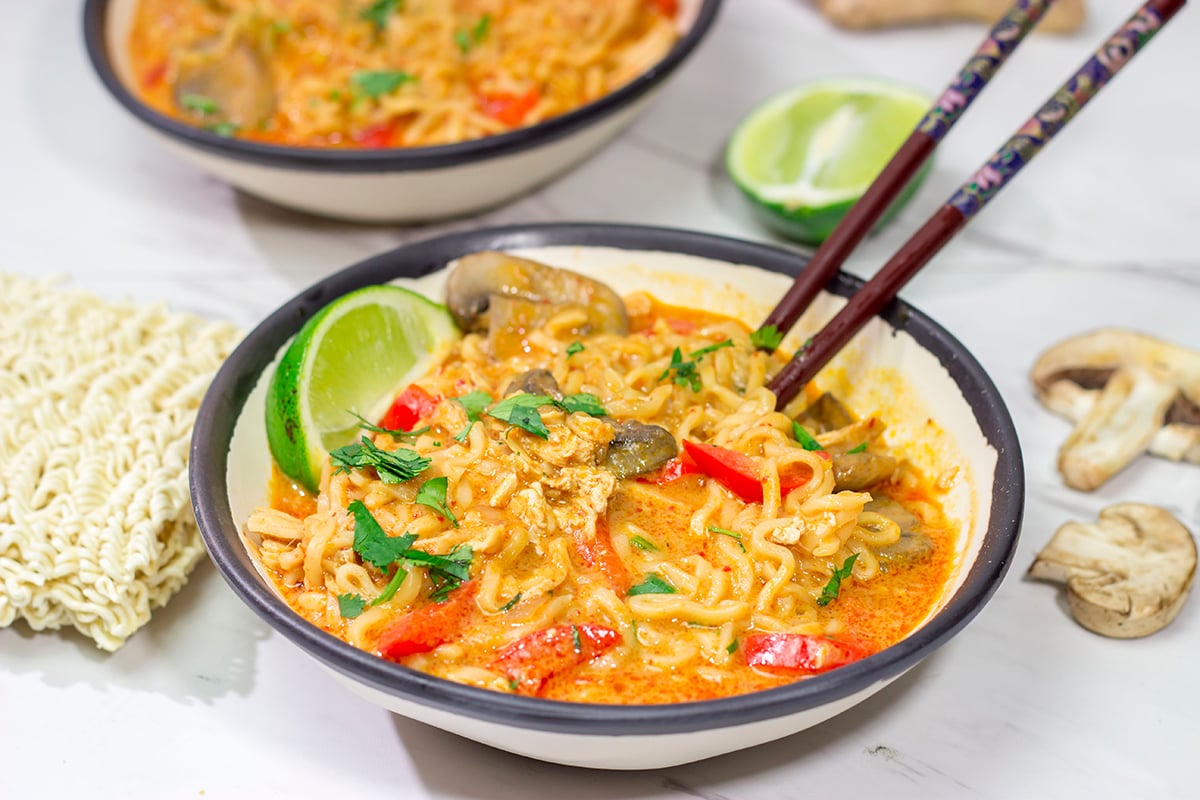 Featuring the classic Thai peanut flavors, this Thai Peanut Butter Ramen is a delicious and easy way to enjoy ramen at home!
