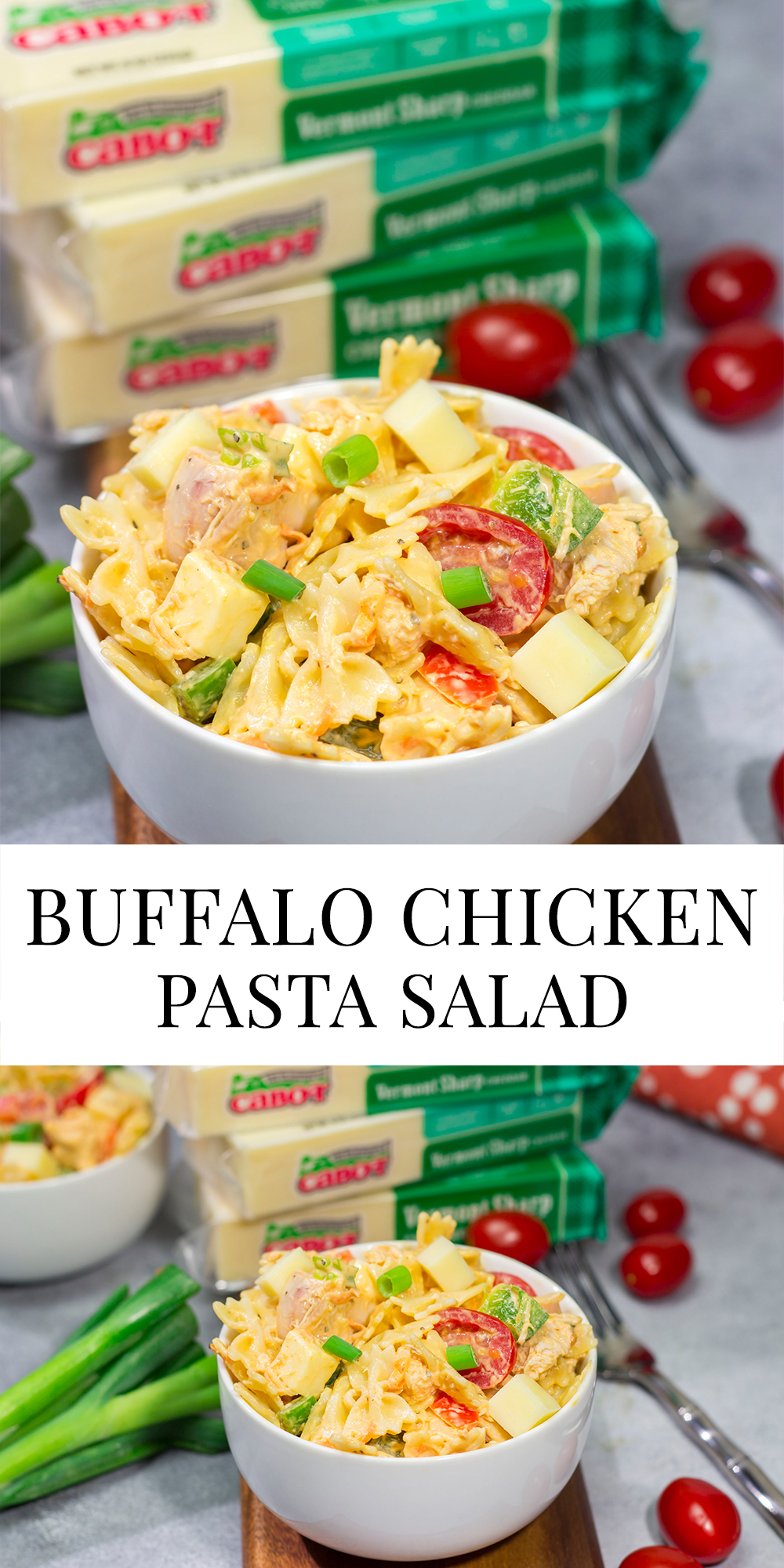 Featuring the best flavors of buffalo chicken wings combined with a classic pasta salad, this Buffalo Chicken Pasta Salad makes for a fantastic summer recipe!
