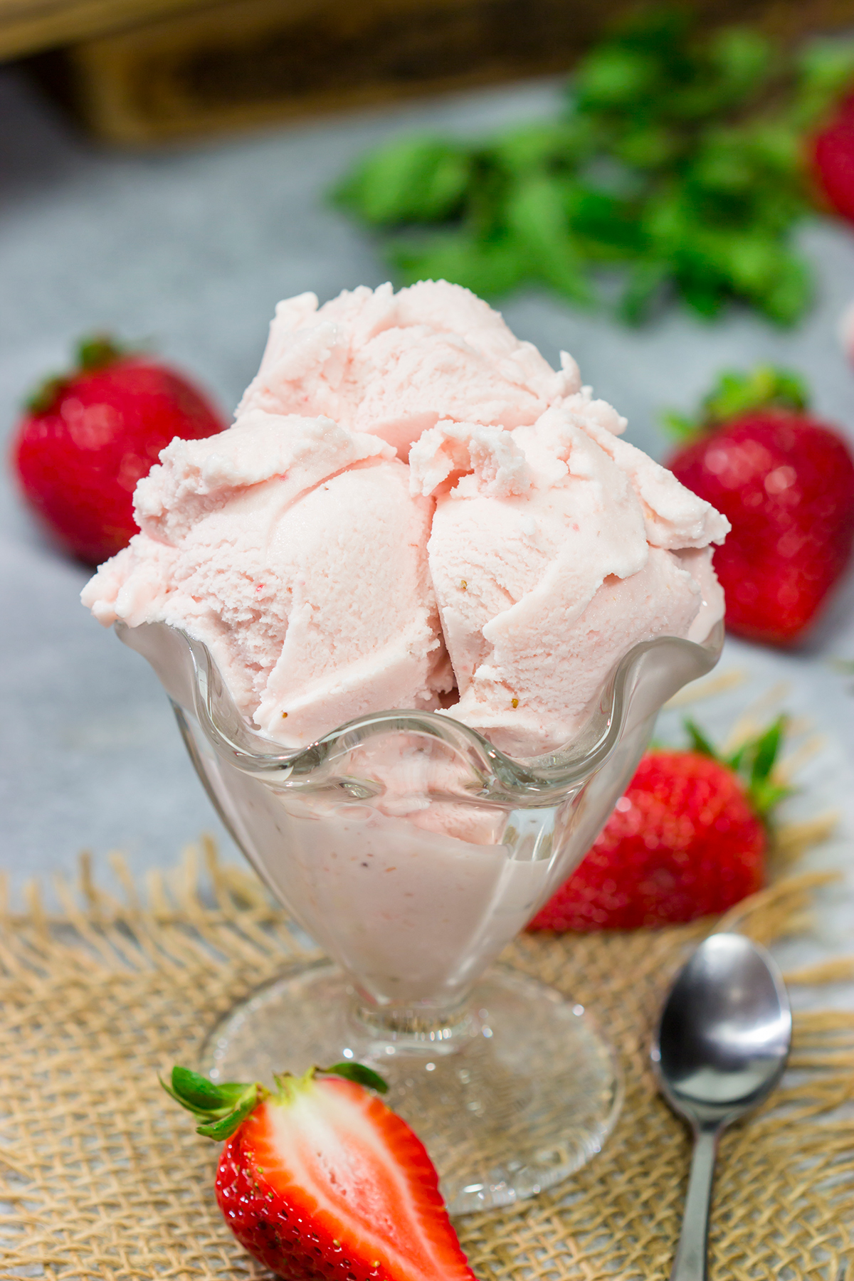 Made with fresh strawberries, a bowl of this Homemade Strawberry Sherbet is delightful on a warm summer day!