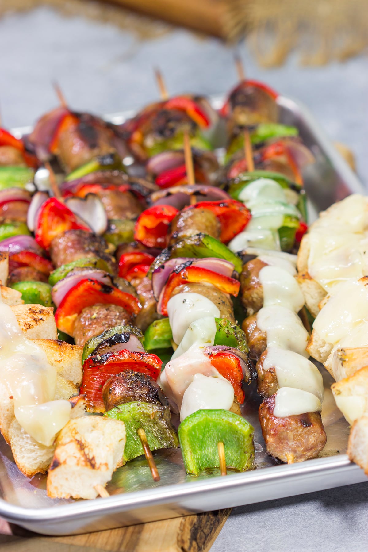 Mix up the grilling routine by turning a classic sandwich into kabobs! These Sausage and Pepper Sandwich Kabobs are a tasty way to enjoy dinner on the grill!