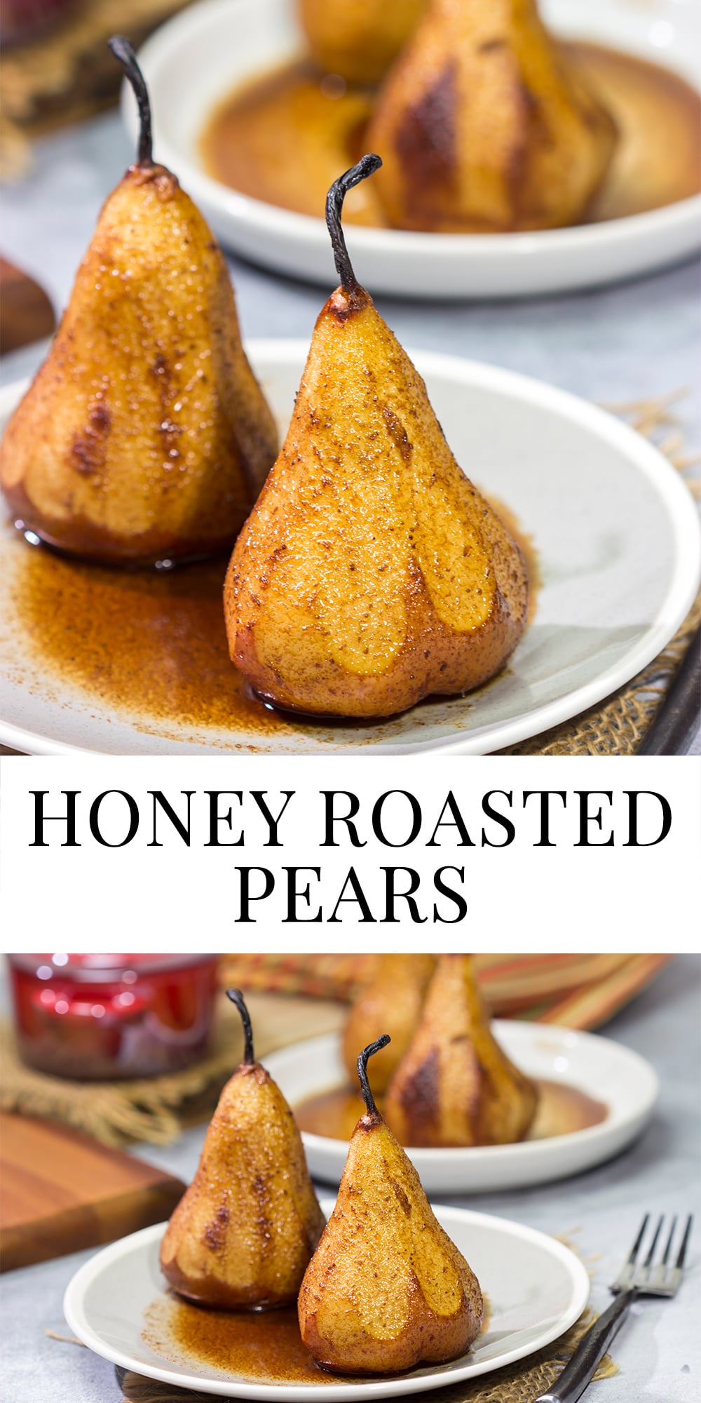 Looking for an easy dessert recipe? These Honey Roasted Pears are packed with flavor - they're perfect for a chilly autumn or winter evening!